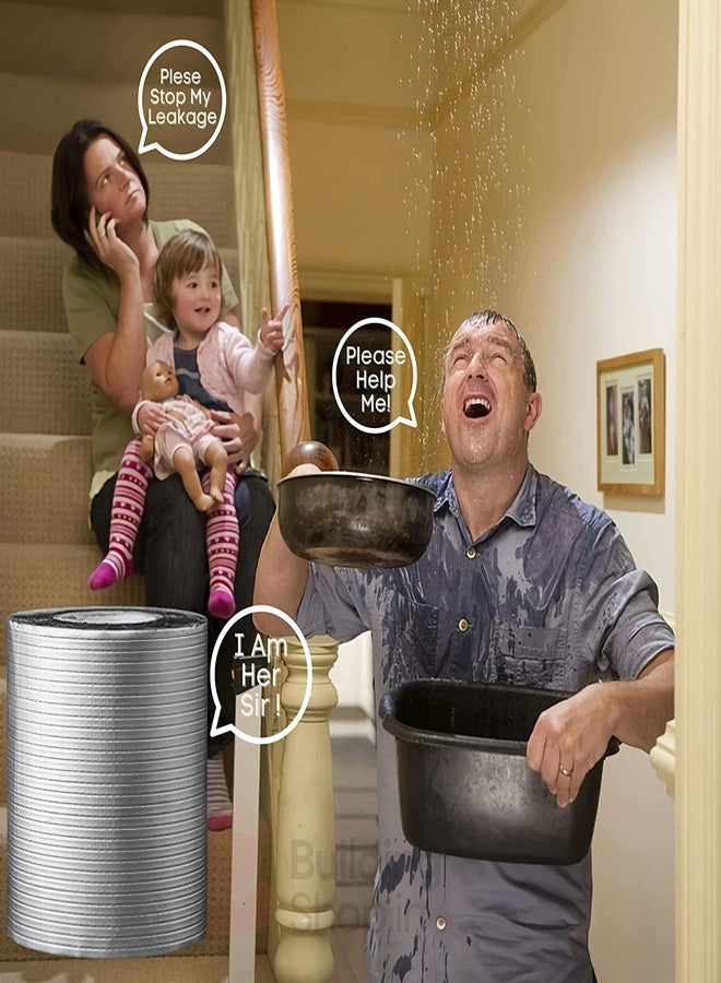 VBM شريط VBM المقاوم للماء لإصلاح تسربات الأنابيب، حل لتسربات مياه الأسقف، شريط من رقائق الألومنيوم، شريط لاصق مقاوم للماء، شريط مانع للتسرب من مطاط البوتيل لإصلاح الشقوق السطحية والأنابيب (10 سم × 5 م) - Image 4